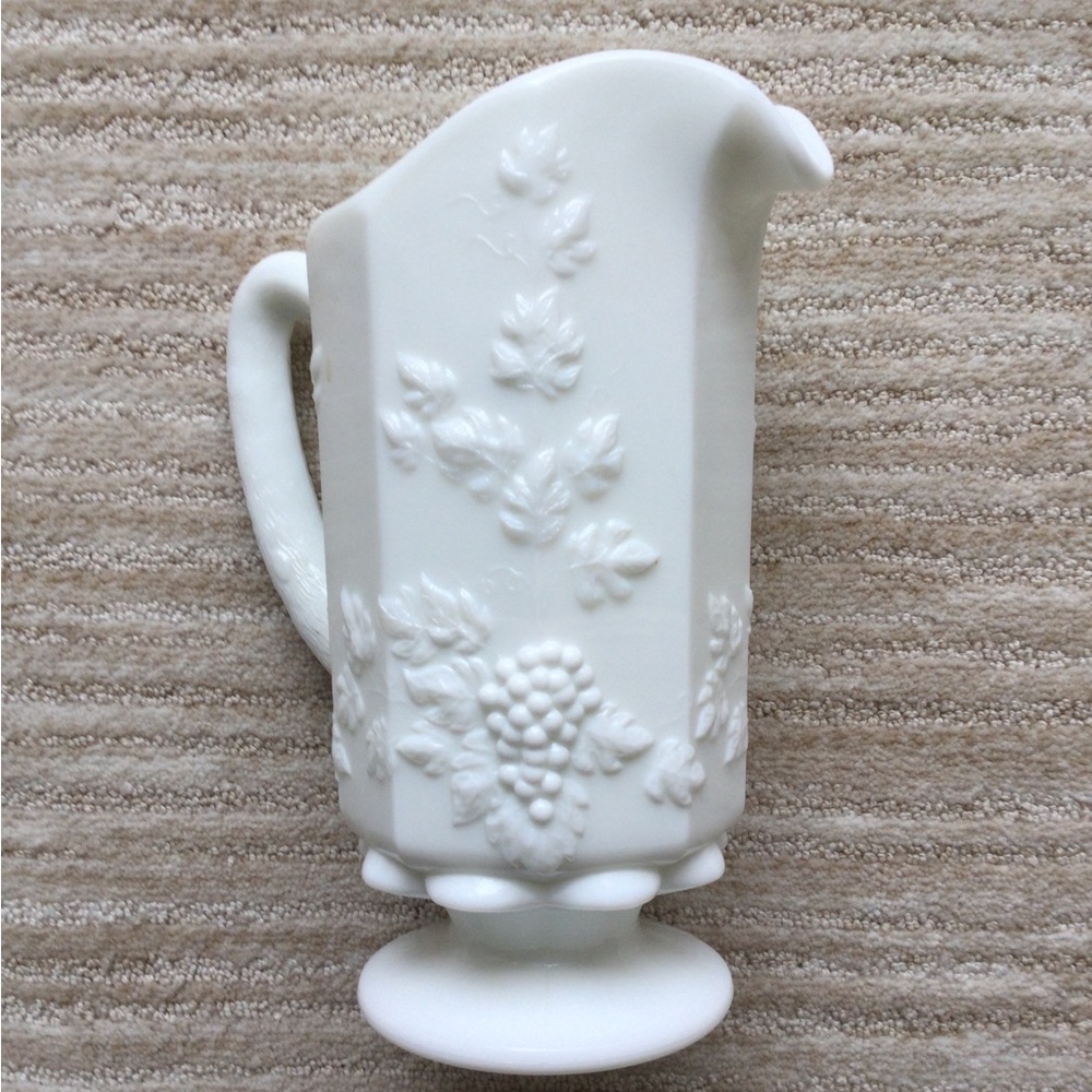 Vintage Westmoreland Paneled Grape Milk Glass Pitcher